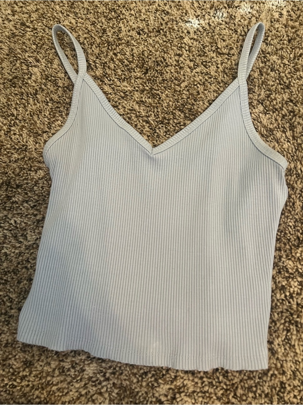 American Eagle Outfitters Pale Blue Ribbed V-Neck Cami